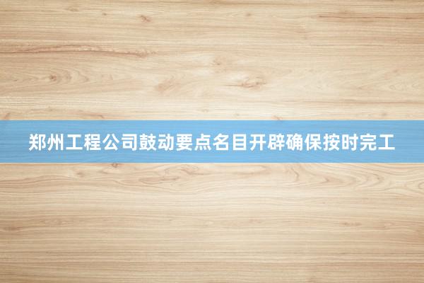 郑州工程公司鼓动要点名目开辟确保按时完工